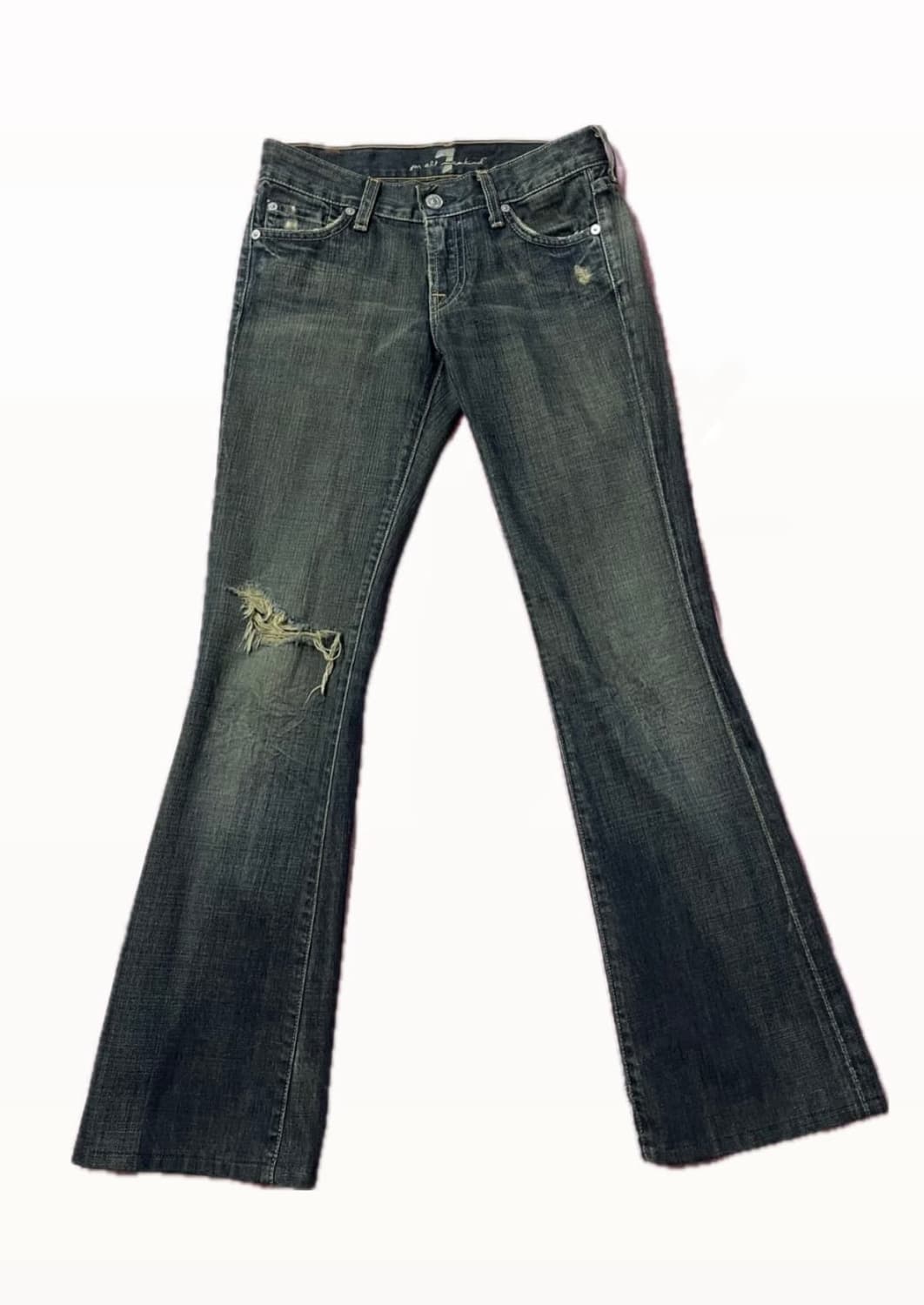 7 For All Mankind 데미지 워싱 로우라이즈 부츠컷 데님 상품이미지1