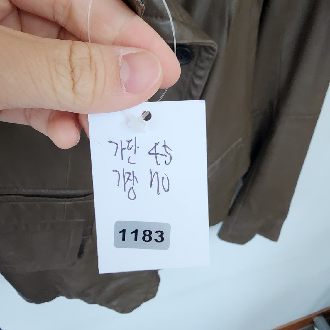 시스템 브라운 가죽 언발란스 자켓 상품이미지9