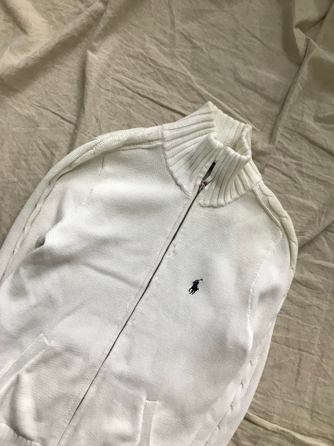 폴로 랄프로렌 포니 로고 화이트 니트집업 상품이미지6