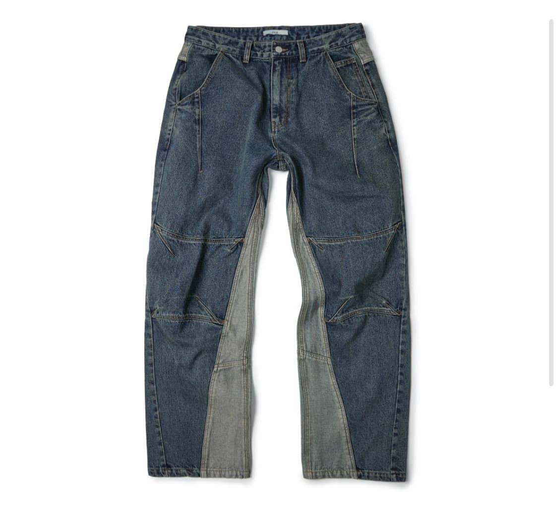 ETCE CURVED PANEL DENIM PANTS (BLUE) 상품이미지1