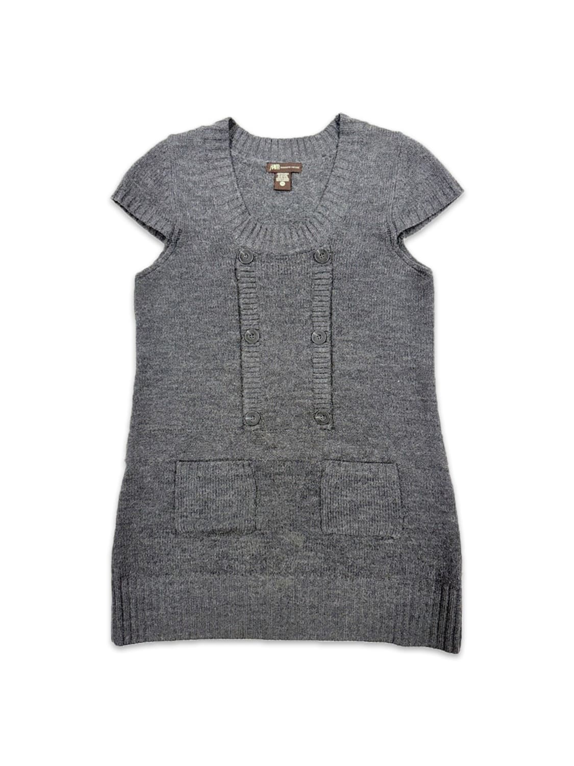 빈티지 그레이 켑소매 레이어드 니트 상품이미지1