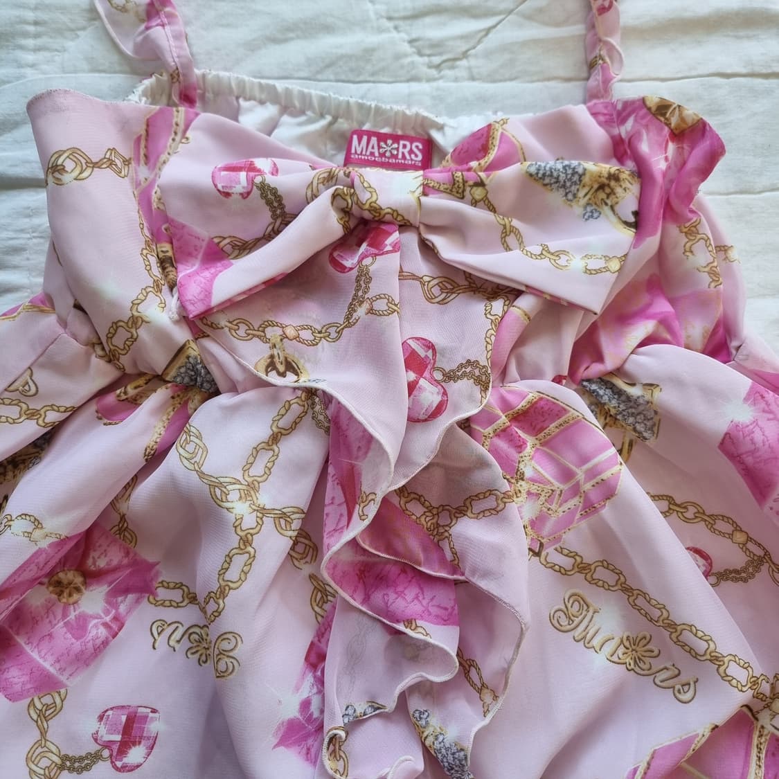 MARS 마즈 핑크 쥬얼리 박스 리본 튜닉 + 프릴 스커트 세트 상품이미지3