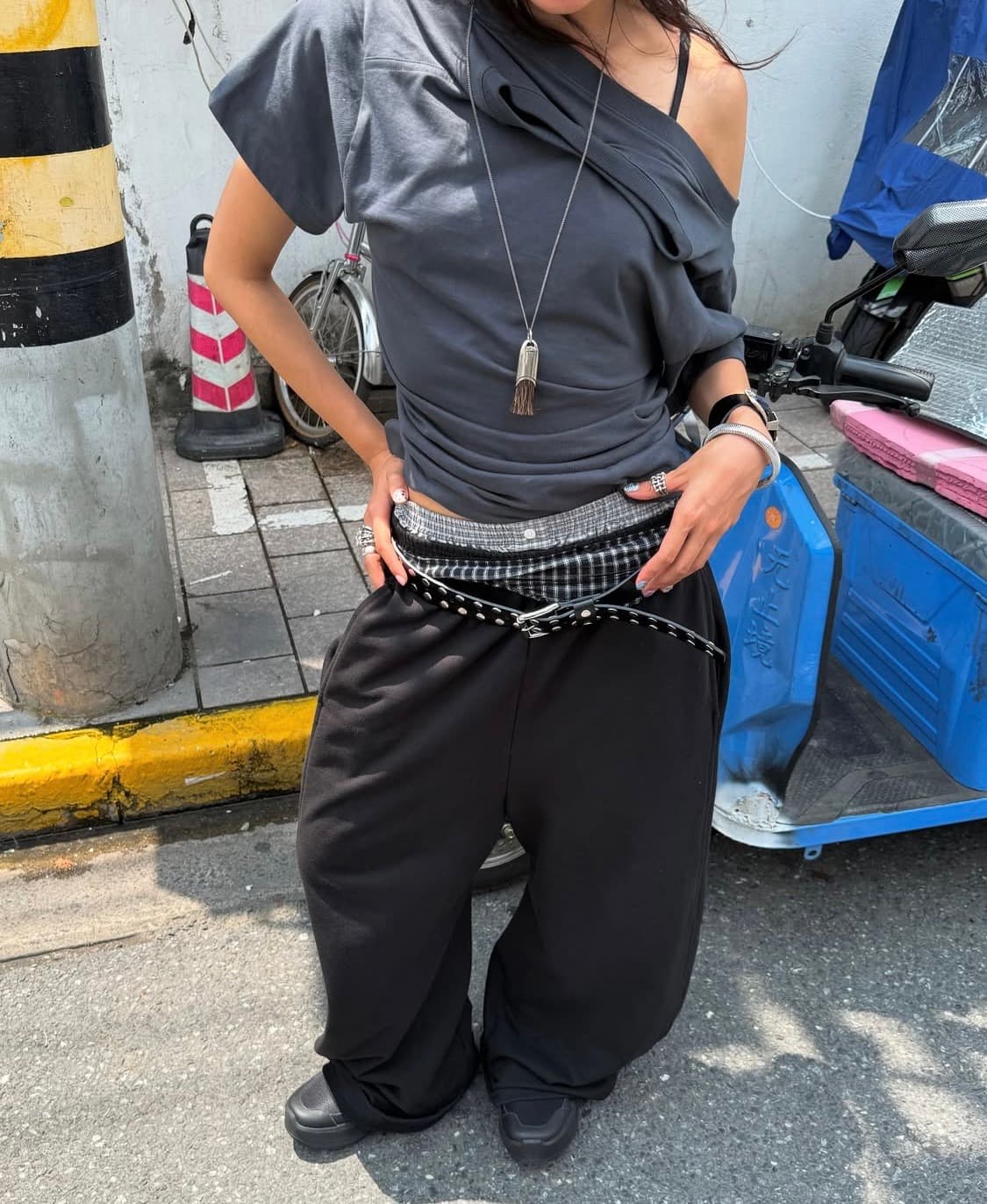 LCDC 레이어드 체크 스웻팬츠 상품이미지1