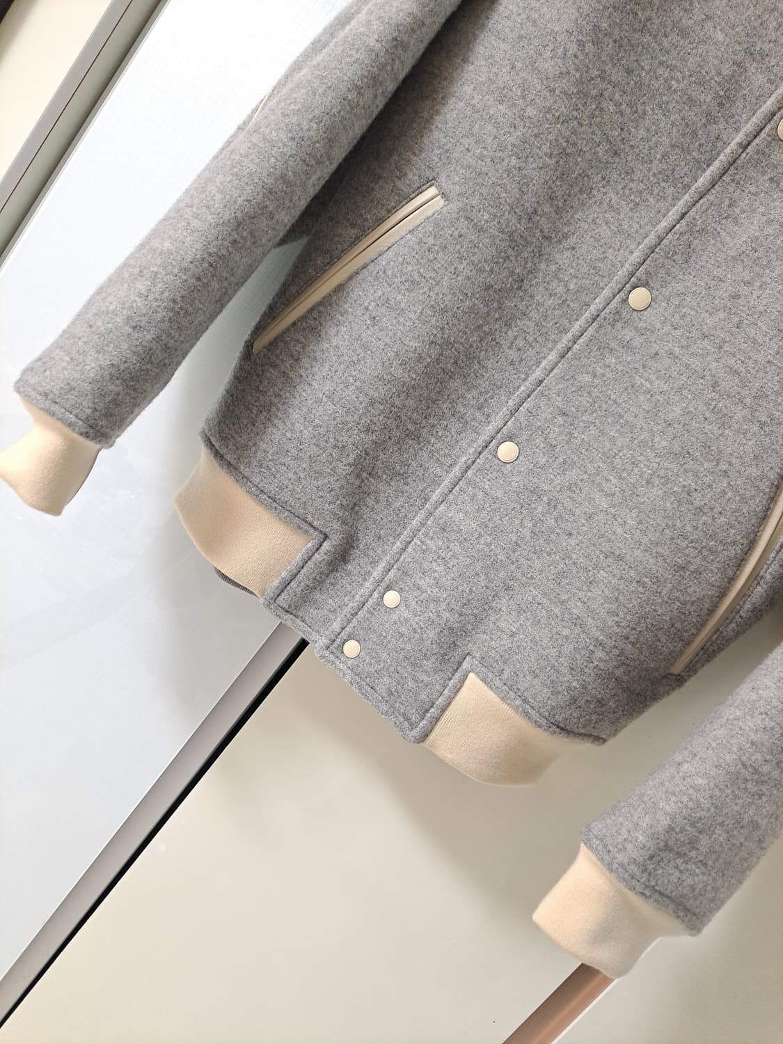 POTTERY 포터리 - 멜튼울 레더스티치 바시티 점퍼 105 - 110 상품이미지2