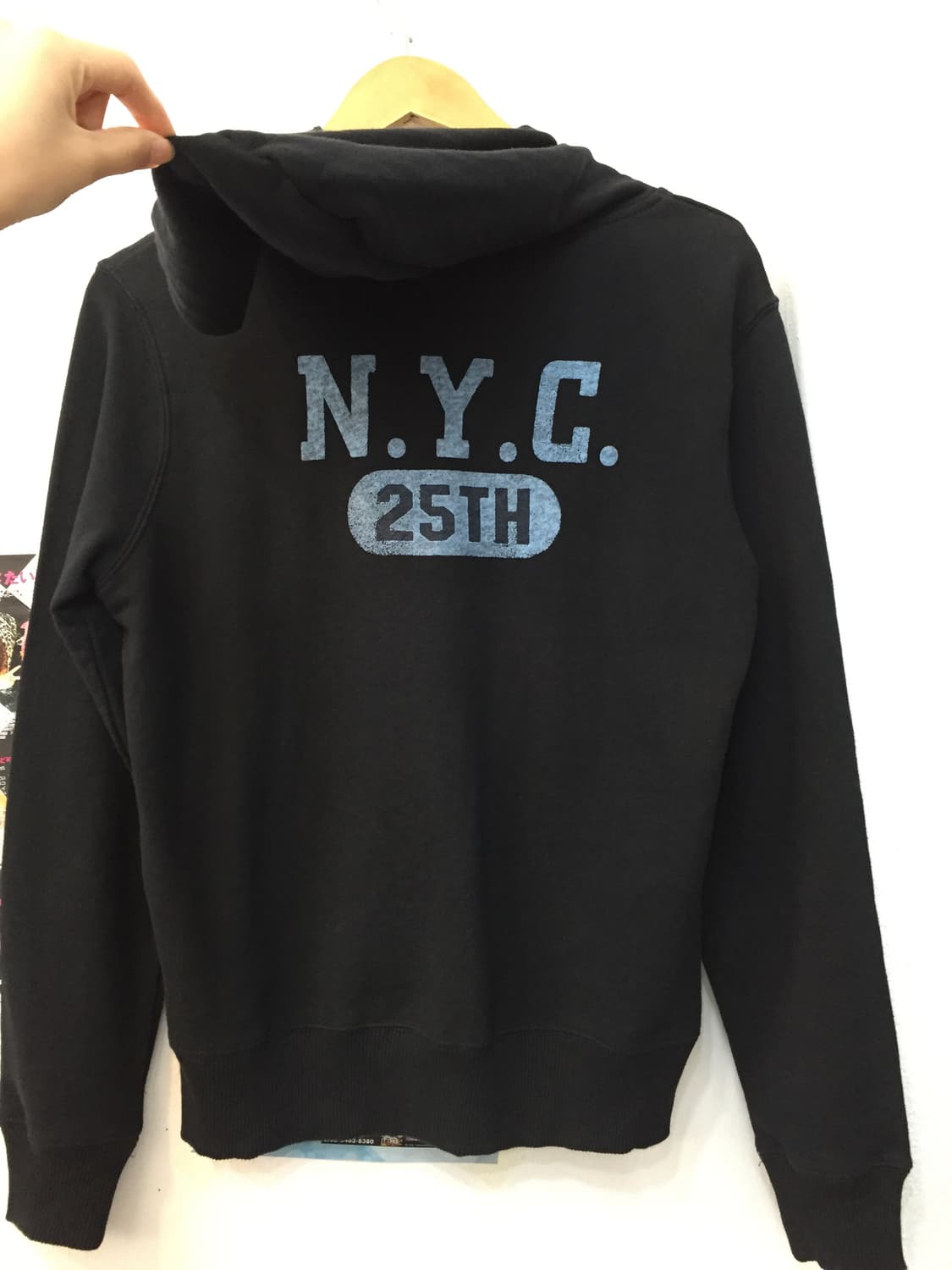 빈티지 네이비 레터링 후드티 상품이미지6