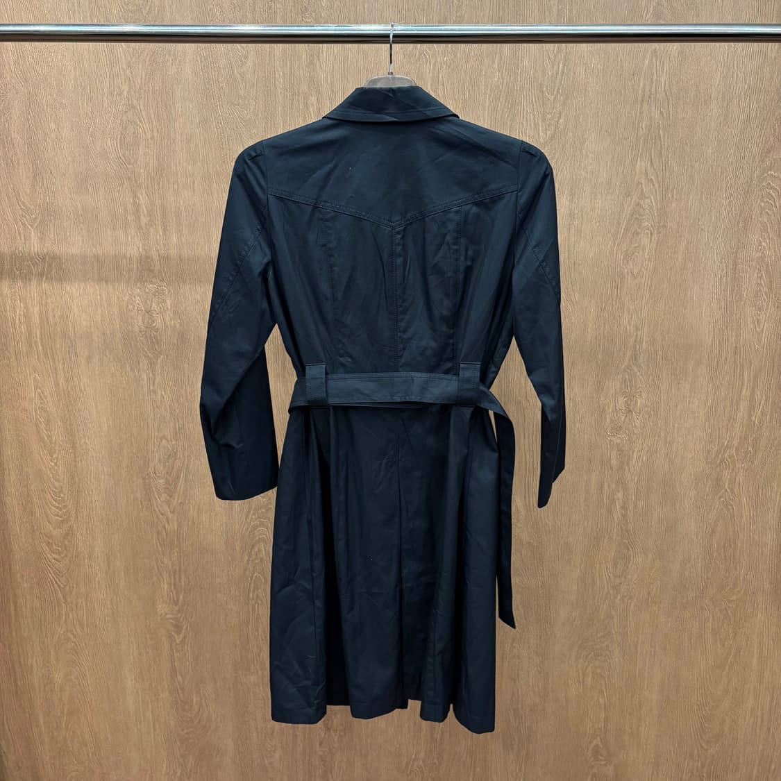 소니아 리키엘 더블 브레스트 트렌치 롱 코트 배색 버튼 벨트 디테일 블랙 상품이미지3