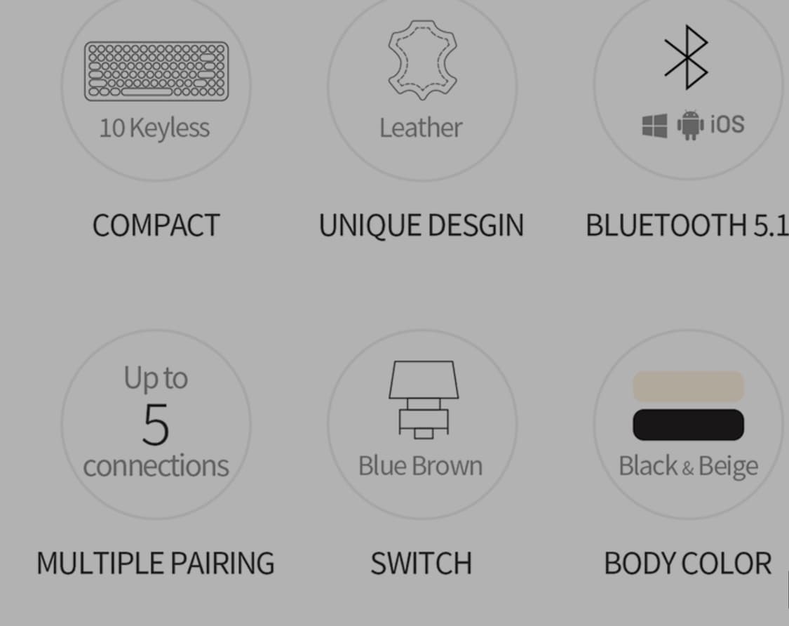 # 시로 그래피 감성 레트로 무선 기계식키보드 갈축 블루투스5.1 급처 상품이미지2