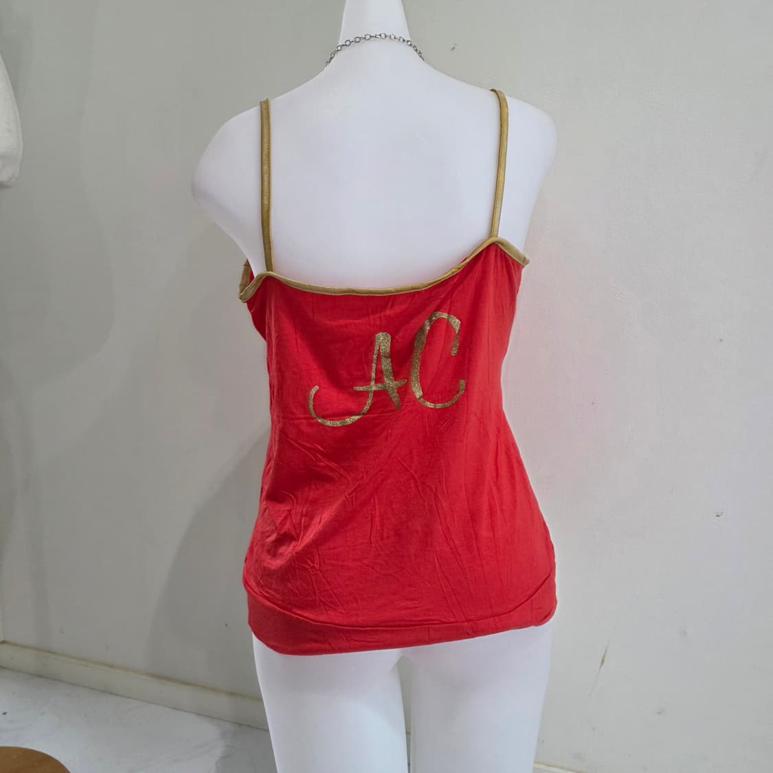 빈티지 대대장 펑크 y2k 레드 스팽클 글리터 민소매 슬리브리스 상품이미지4