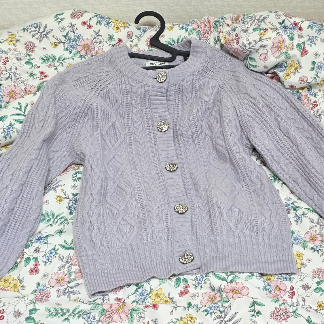 cacharel 카샤렐)빈티지 파스텔 연보라 로맨틱 울 니트 가디건 상품이미지2