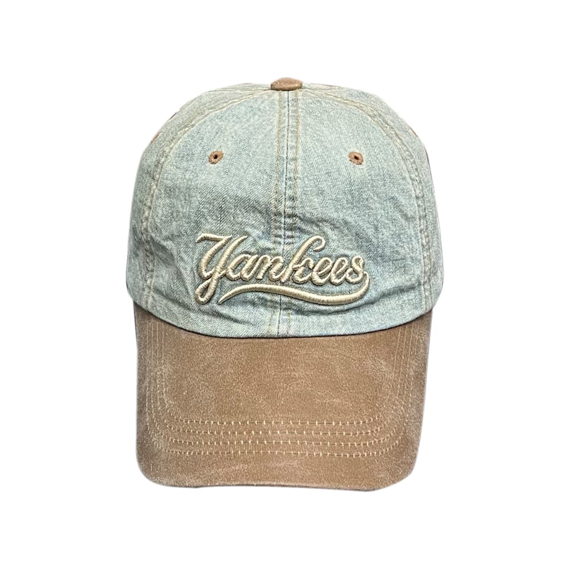 00s MLB 엠엘비 뉴욕 양키스 데님 투톤 볼캡 모자 상품이미지2
