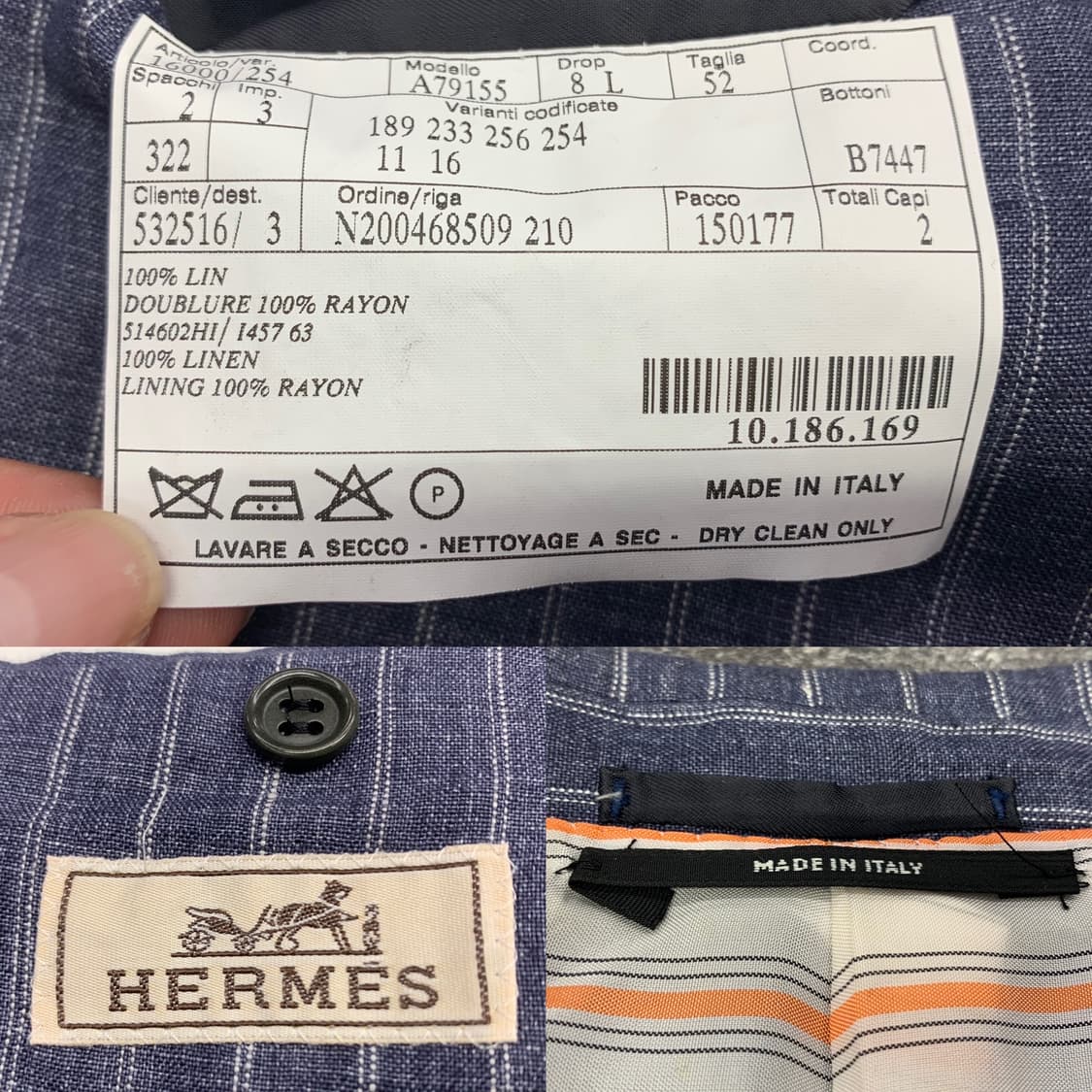 HERMES 에르메스 썸머 싱글수트(리넨)해외발송 상품이미지9