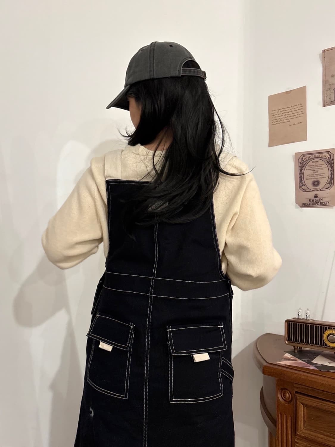 후아유 스티치 멜빵 치마  상품이미지2