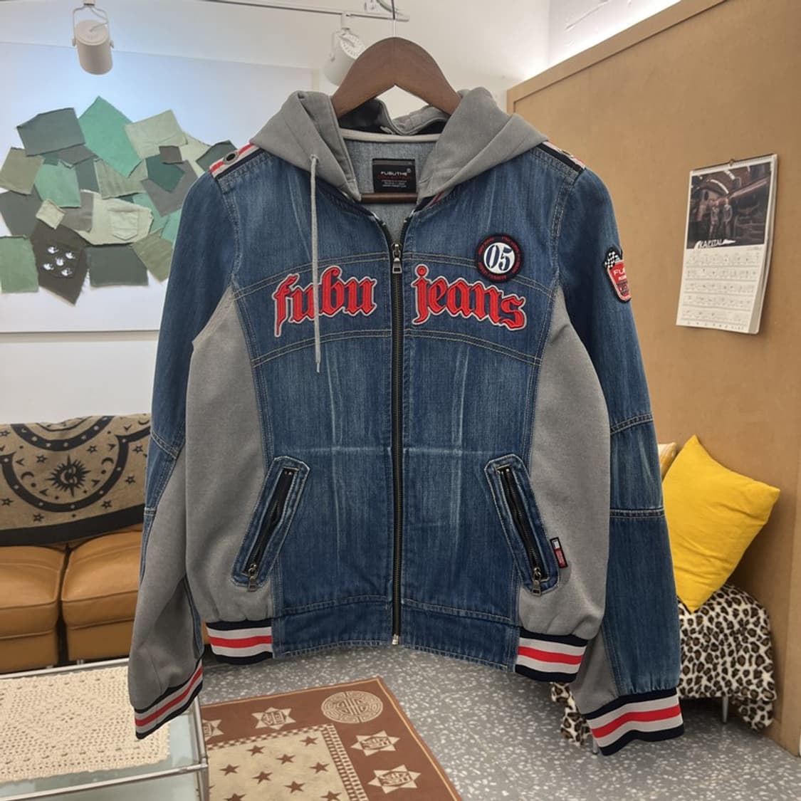 푸부 FUBU 올드스쿨 레트로 Y2K 패치 후드집업 M C09778 상품이미지3