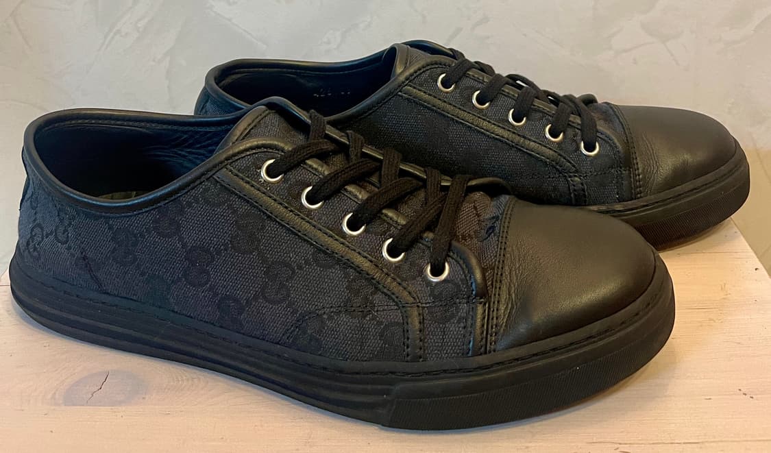 구찌 GUCCI/GG 캔버스 가죽 블랙 로우탑 스니커즈 7.5 상품이미지2