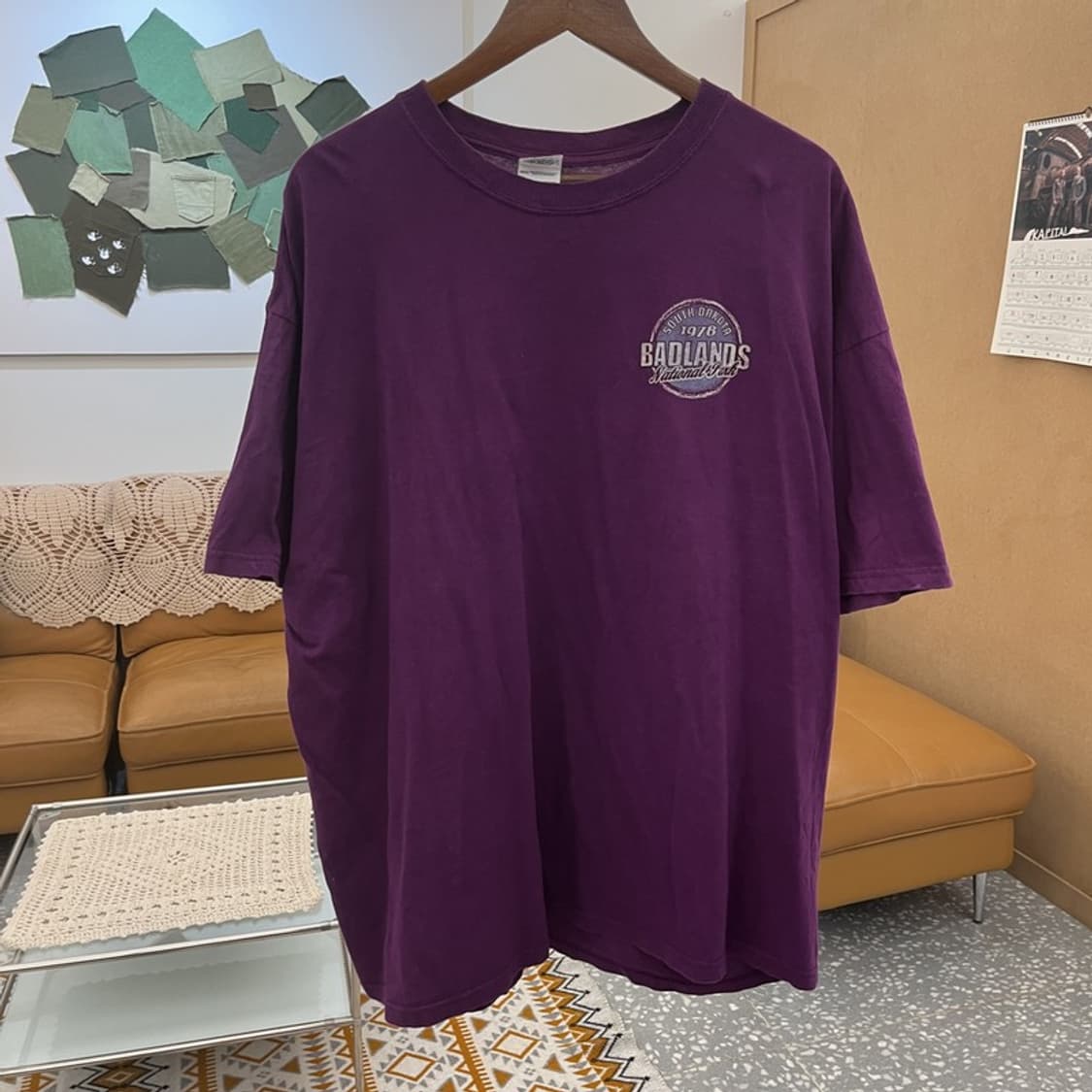 길단 레트로 빈티지 프린팅 딥퍼플 포도맛 반팔티 2XL C10539 상품이미지4