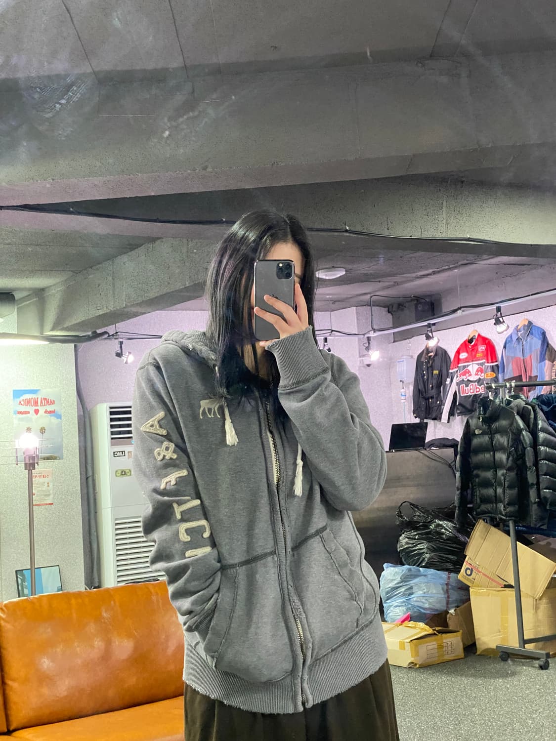 아베크롬비 사이드라인 그레이 후드집업 B3422 상품이미지1