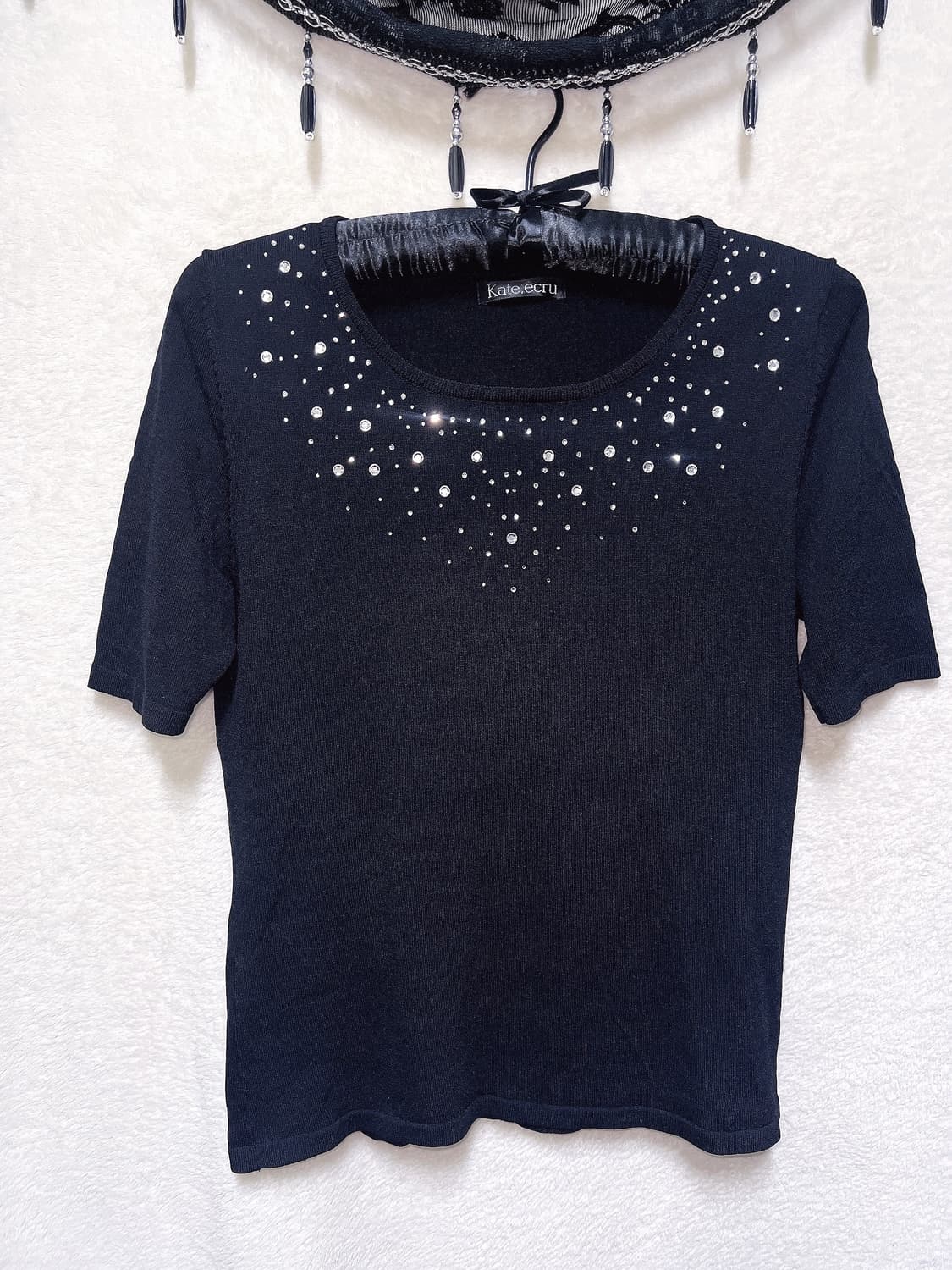 로맨틱고딕 오네갸루 블랙 큐빅 반팔 로걀탑 핀터 다크페어리 공겜 오리엔탈 상품이미지10