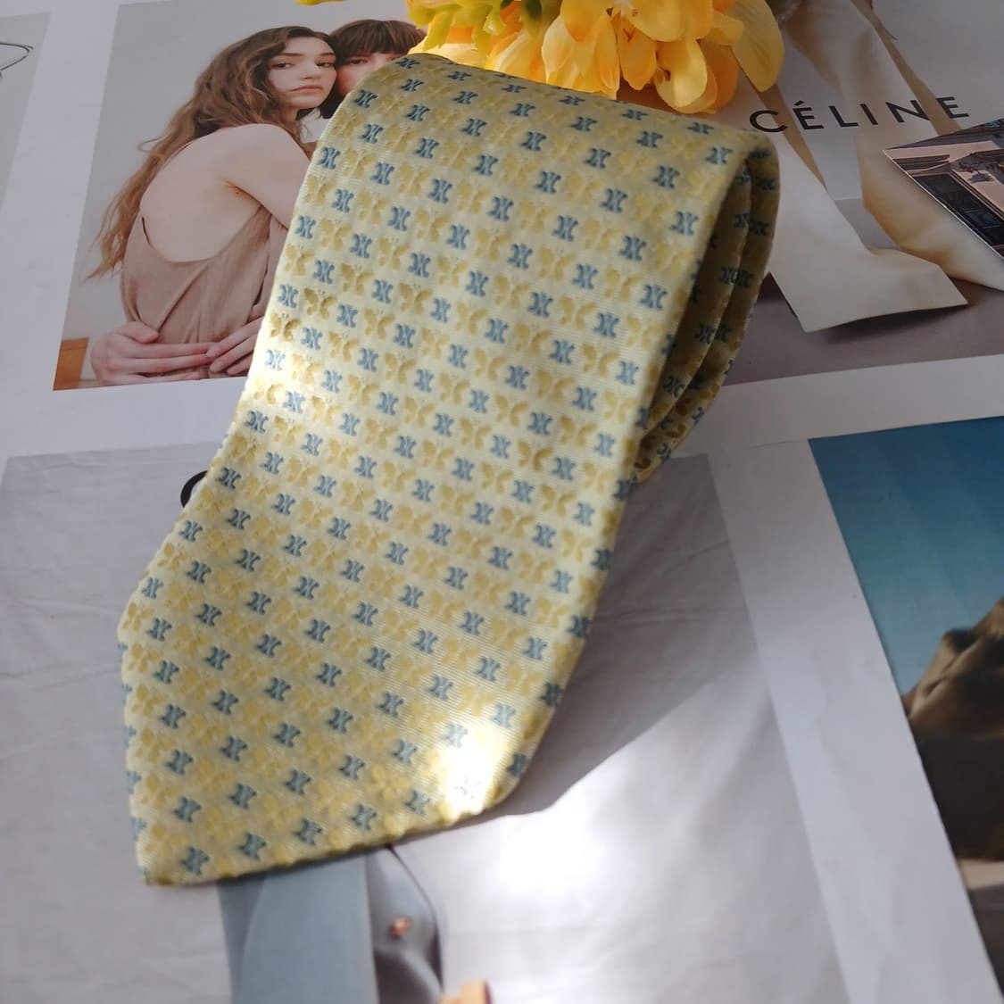 셀린느 실크 로고&나비 자카드 넥타이 9.2cm A+등급 A19030
 상품이미지2