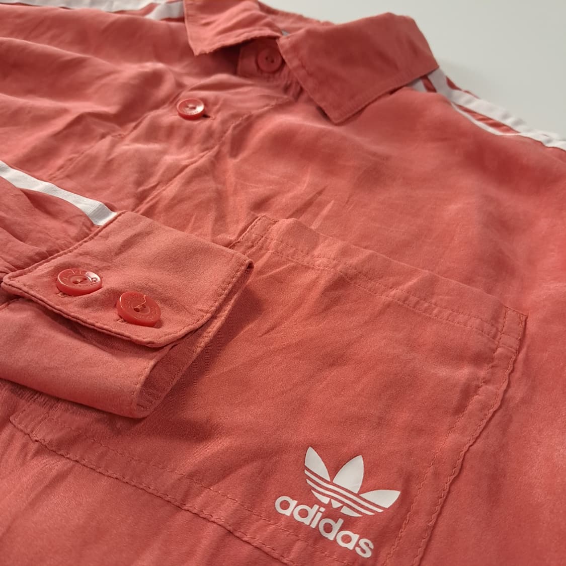 CK373 XL 아디다스 90s 오리지널 빈티지 핑크 셔츠 남방 상품이미지4