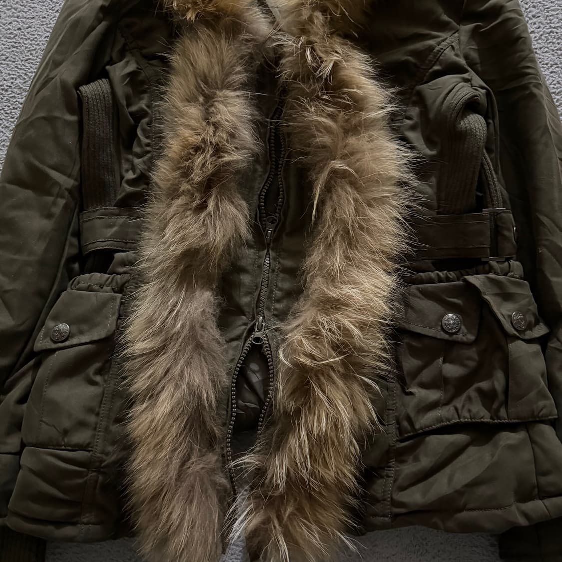 Khaki fur jacket 상품이미지3