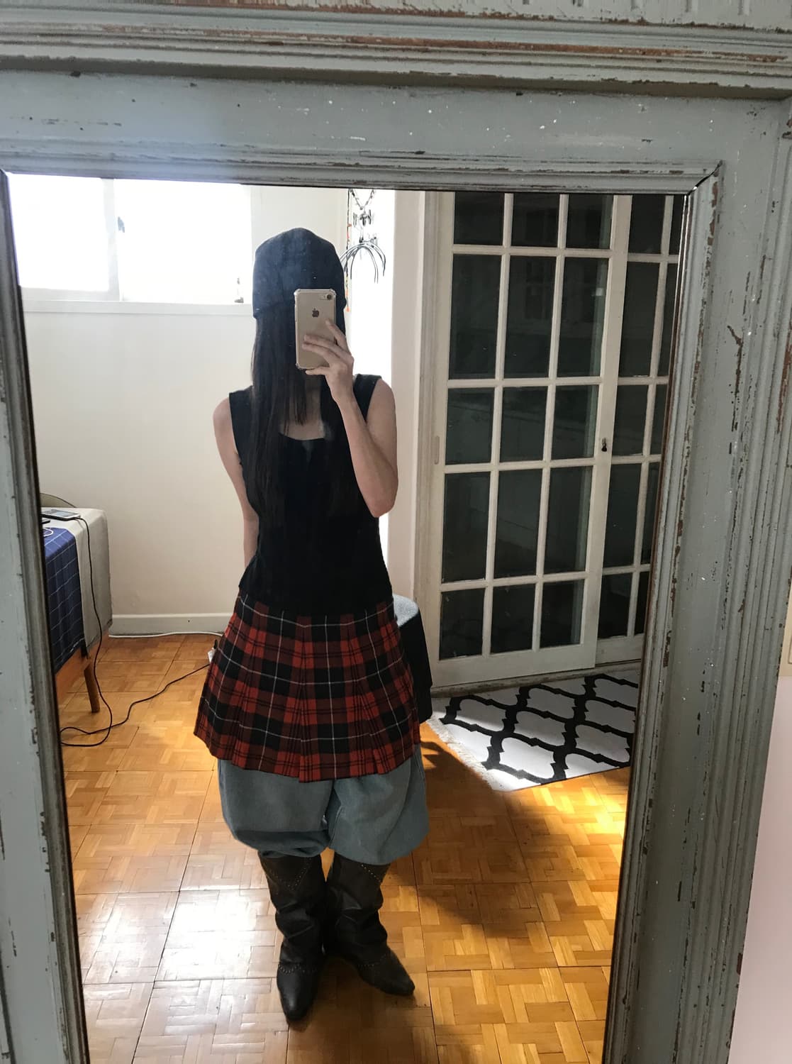 vintage check pleats one-piece 상품이미지6