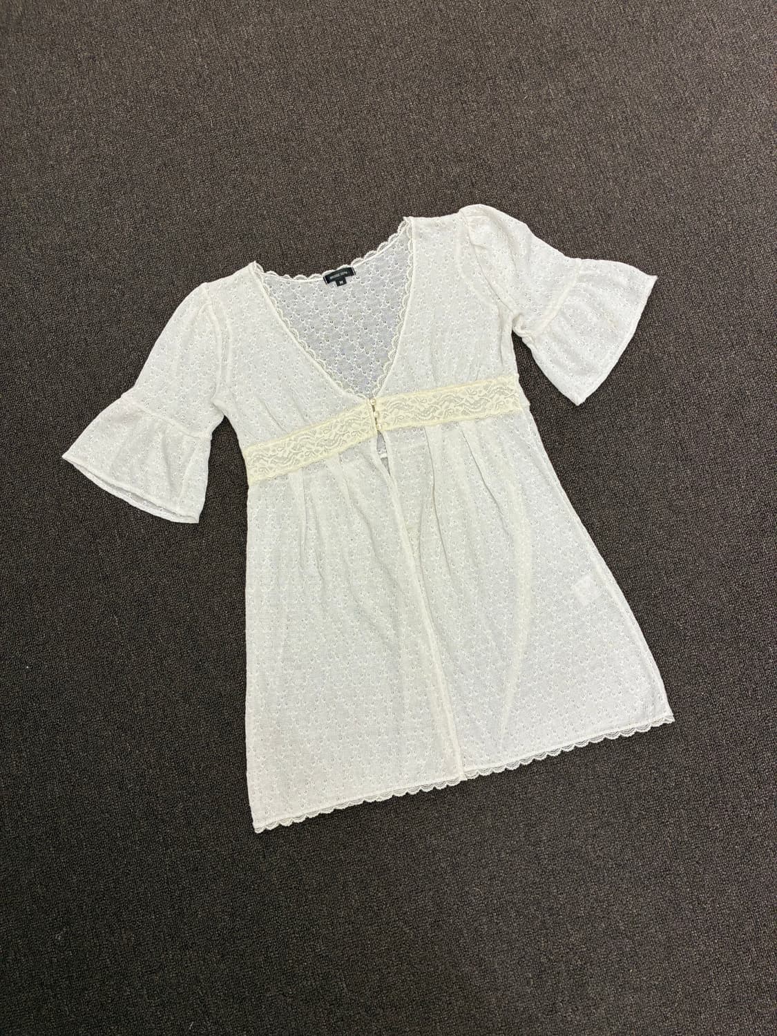 M)Japanese vintage 여성 레이스 디테일 니트 가디건 상품이미지2