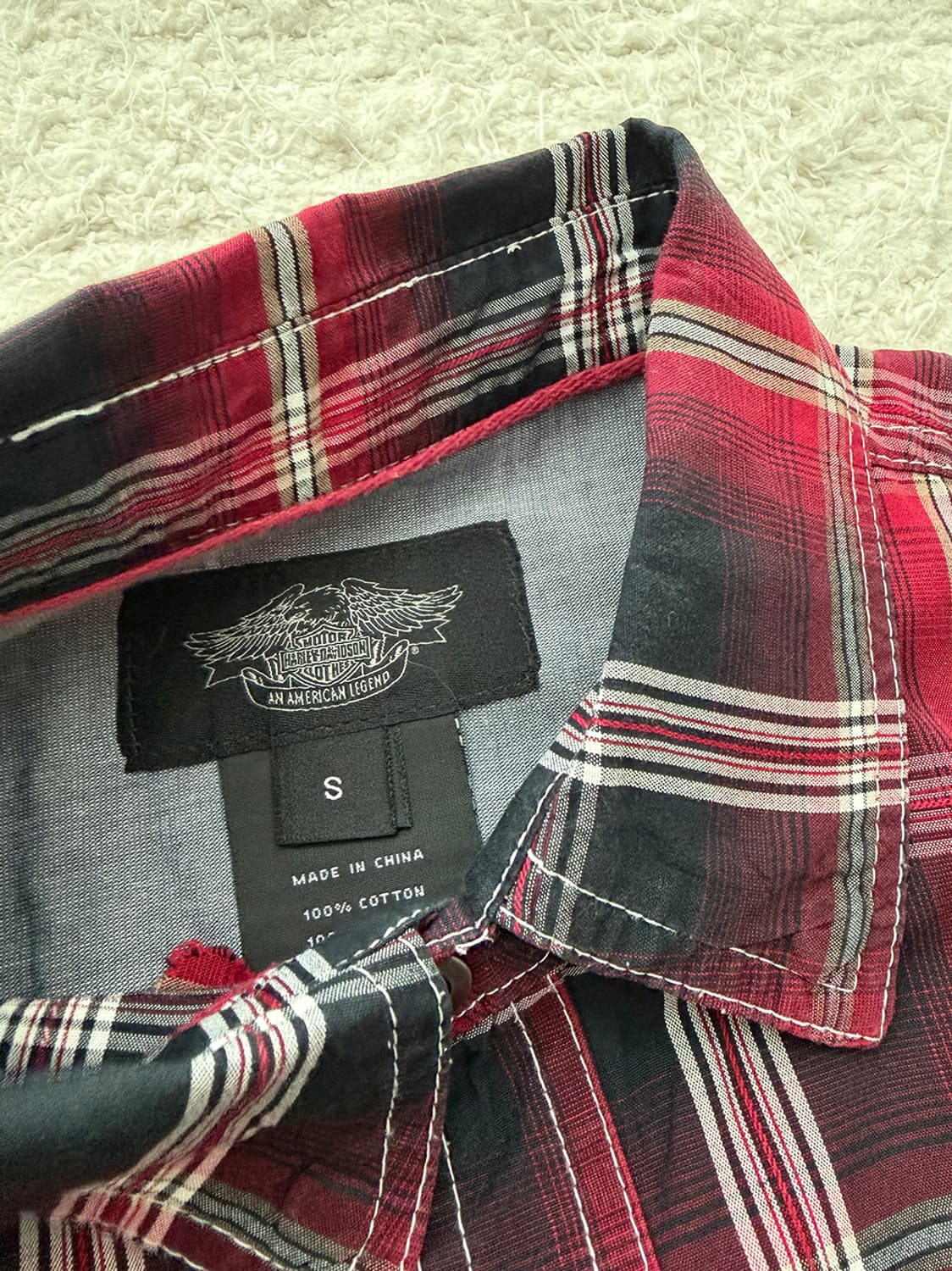 할리데이비슨 레드 투포켓 체크 반팔 셔츠 상품이미지6