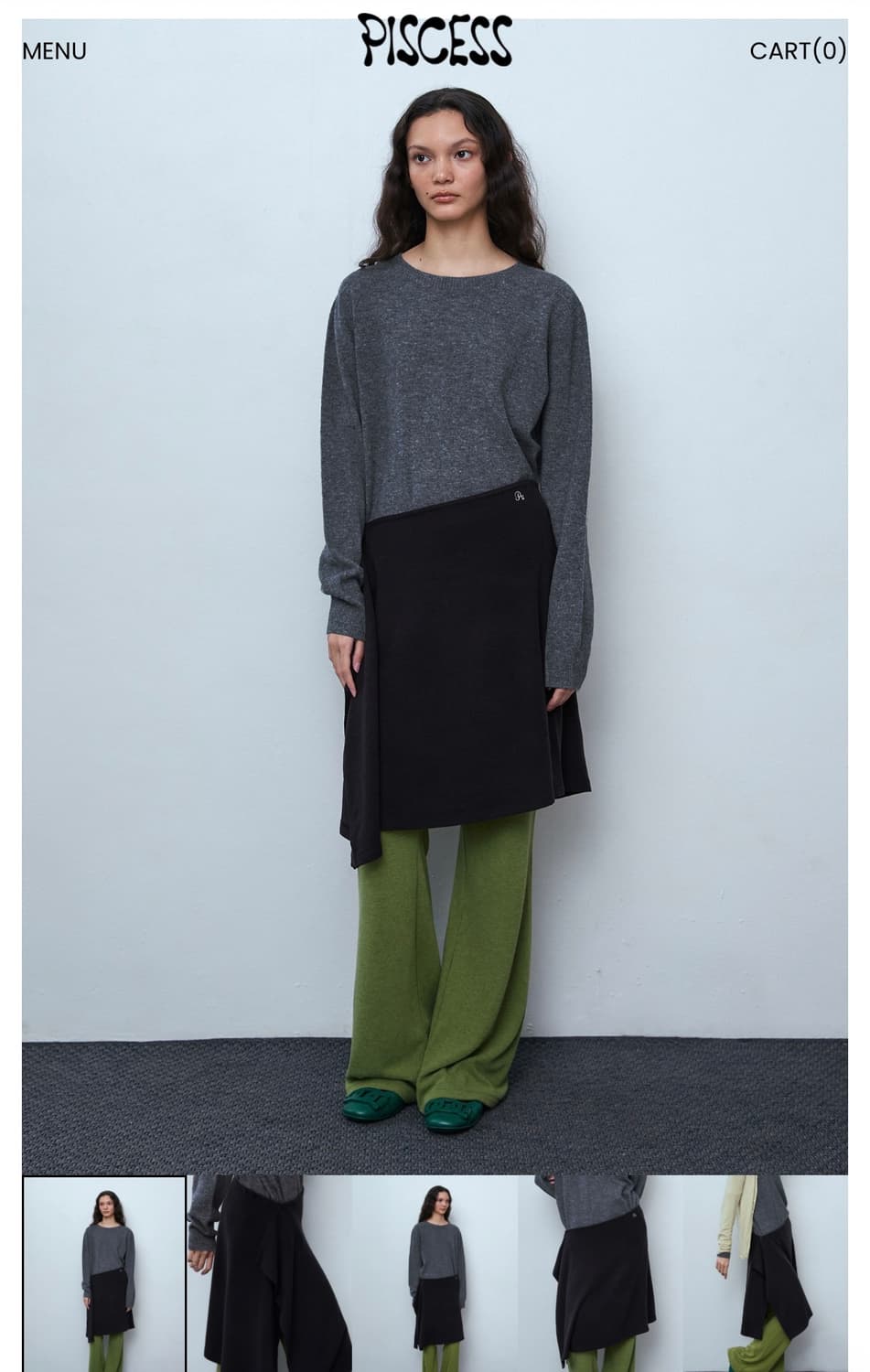 파이시스 버튼 레이어드 미디 스커트 (블랙) 상품이미지1