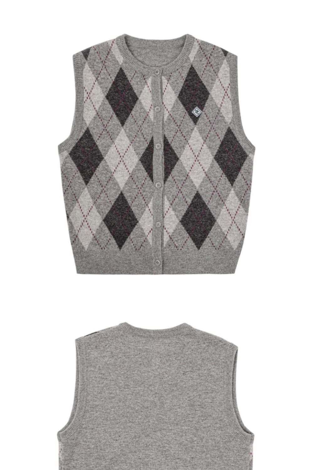 아가일 니트 베스트 멜란지 그레이 상품이미지6