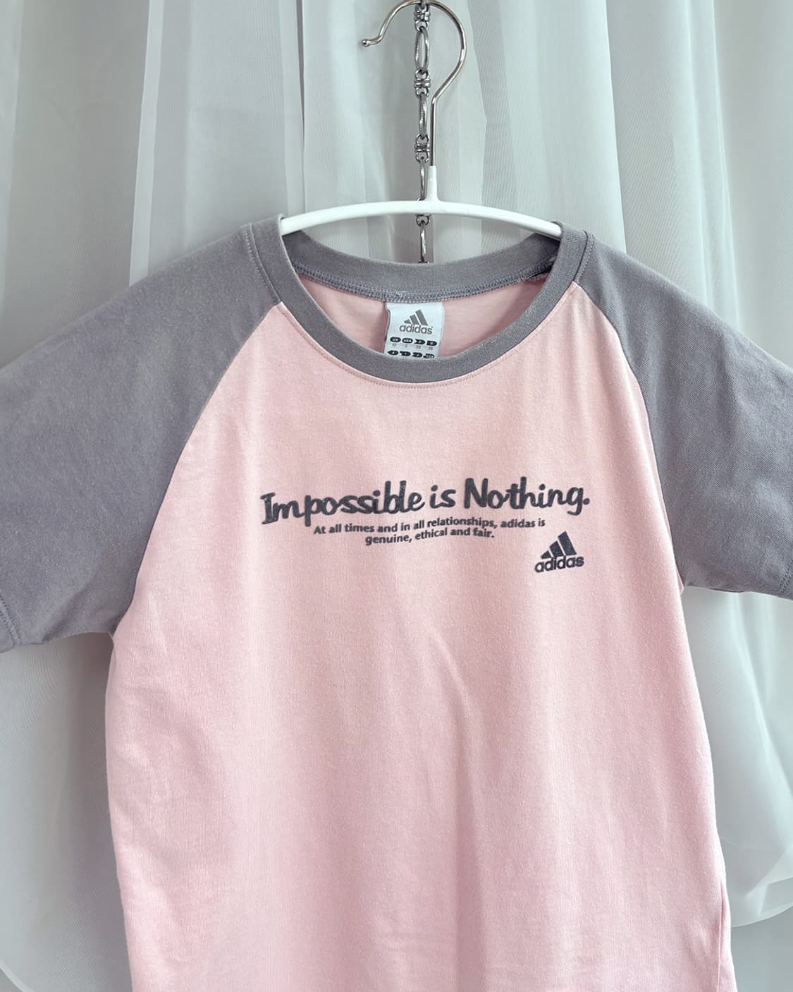 Adidas pink grey raglan t-shitt 상품이미지3