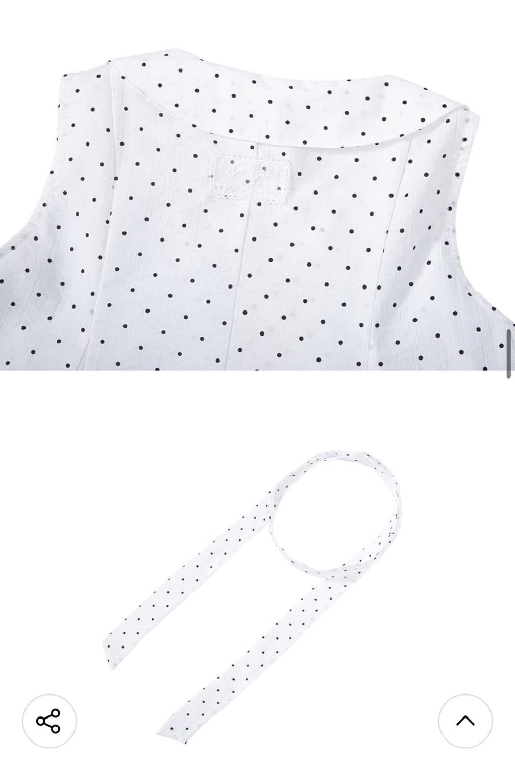 [택달린 새상품] 일리고 로프 플레어 블라우스 화이트 도트 상품이미지6