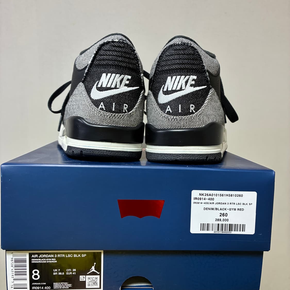 [260]나이키x리바이스 에어조던3 블랙 데님 상품이미지4