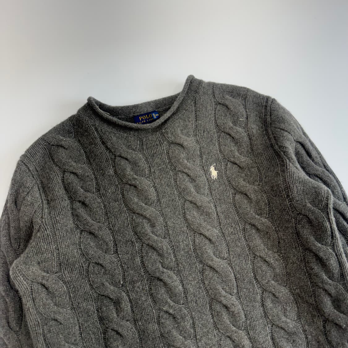 Polo 폴로 화이트 포니 그레이 케이블 니트 상품이미지4