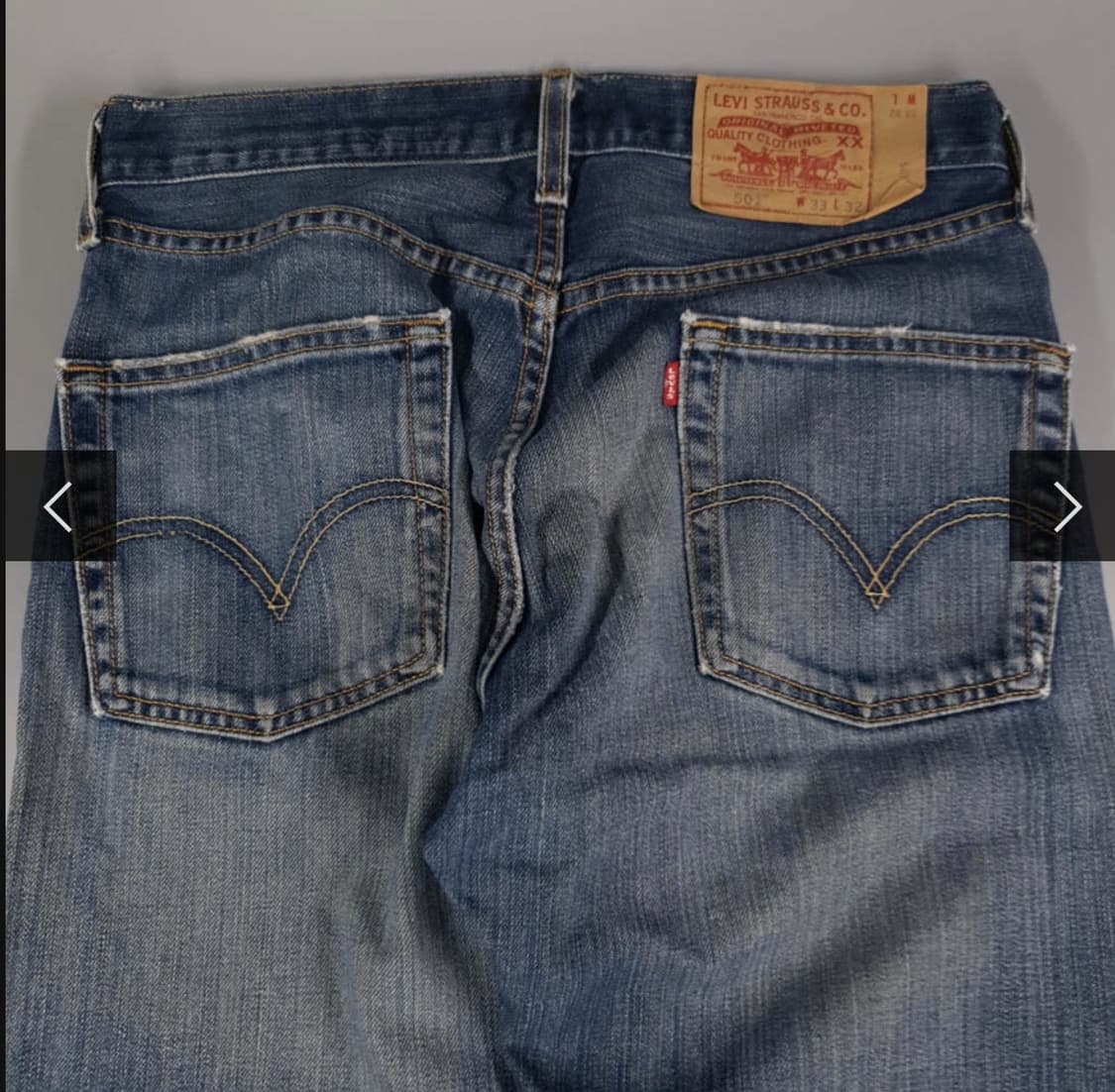리바이스 00s 501 중청워싱 테이퍼드핏 버튼플라이 데님팬츠 32 상품이미지2