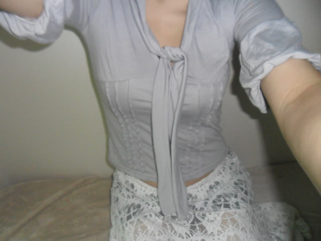vintage tie tee  &  lace layered skirt 상품이미지2