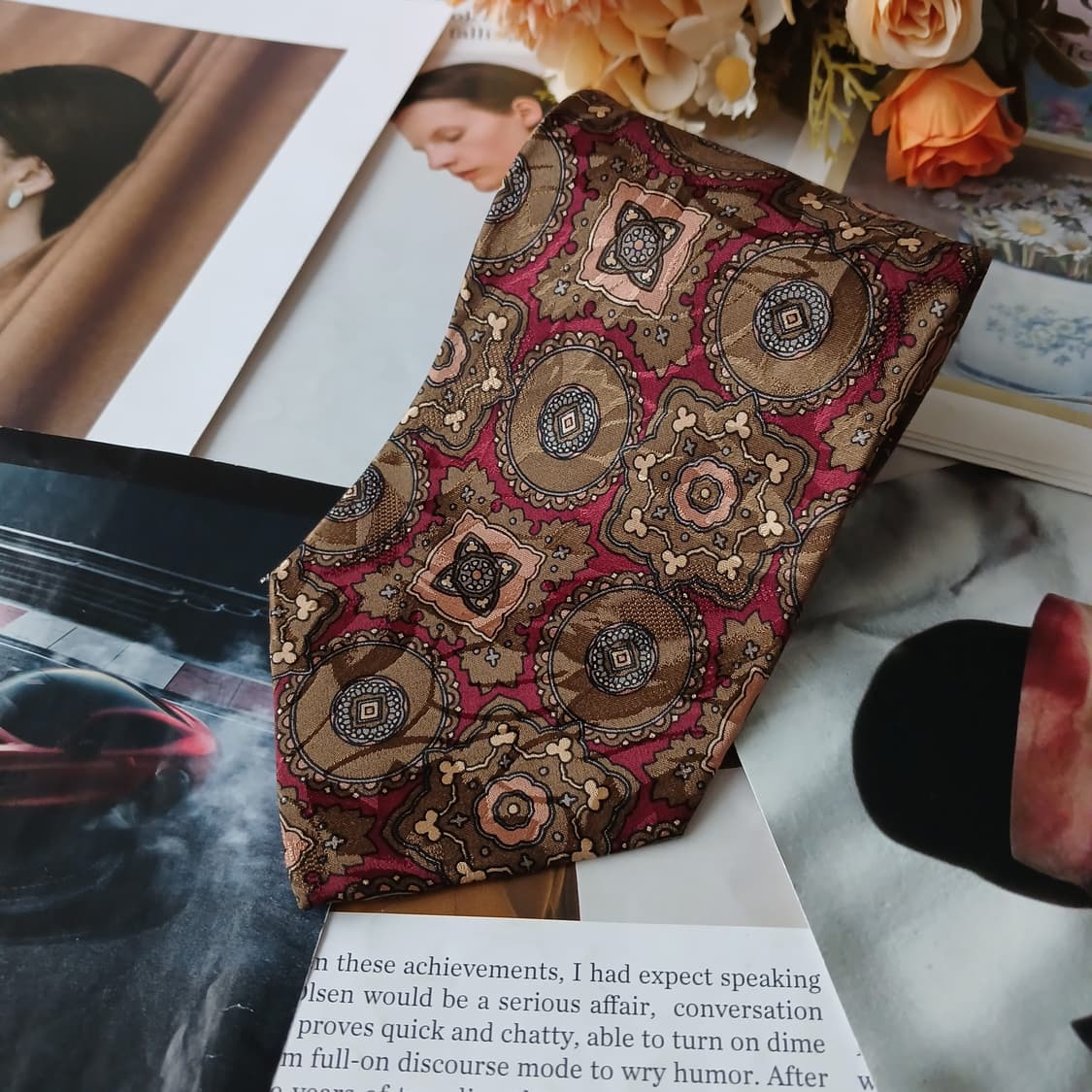 아쿠아스큐텀 실크 클래식 패턴 넥타이 9.5cm A+~A등급 A19785 상품이미지2