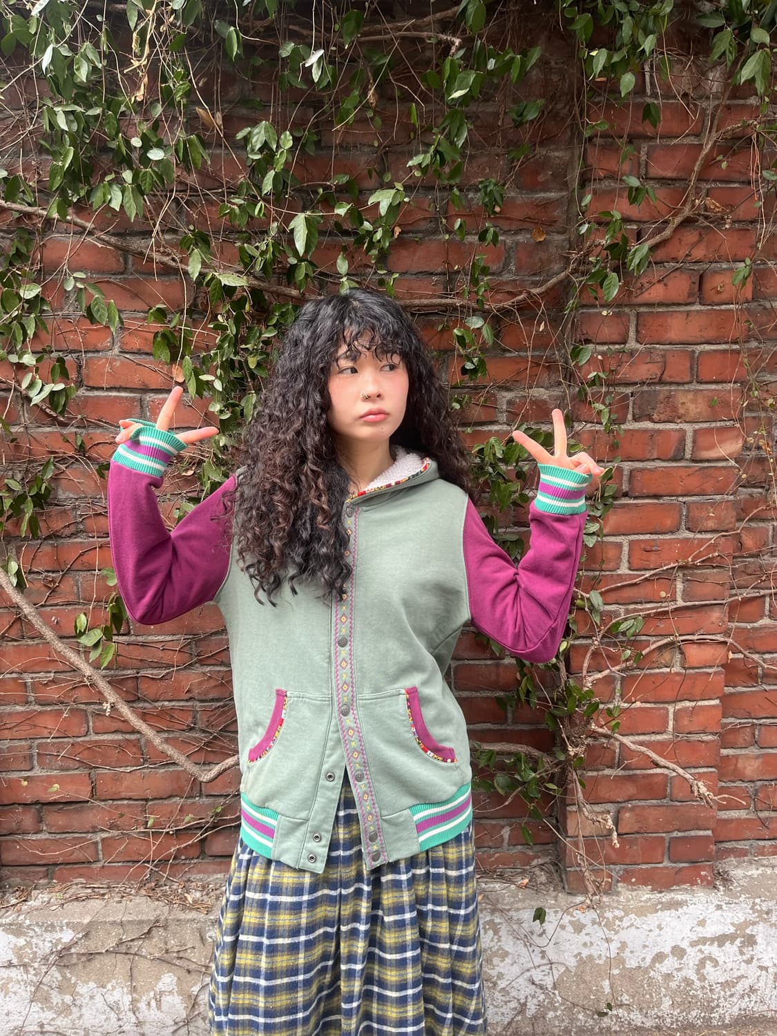 Titicaca 빈티지 배색 후드 자켓 상품이미지1