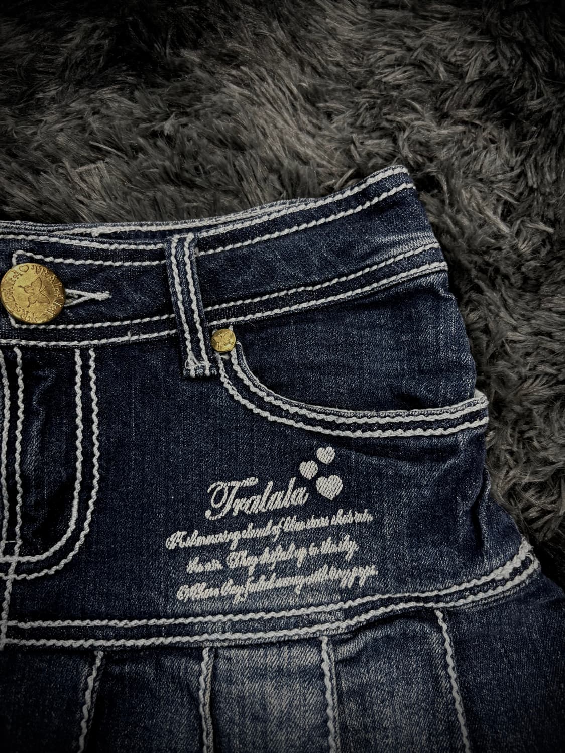 Tralala 금장 데님 플리츠 숏스커트 상품이미지3