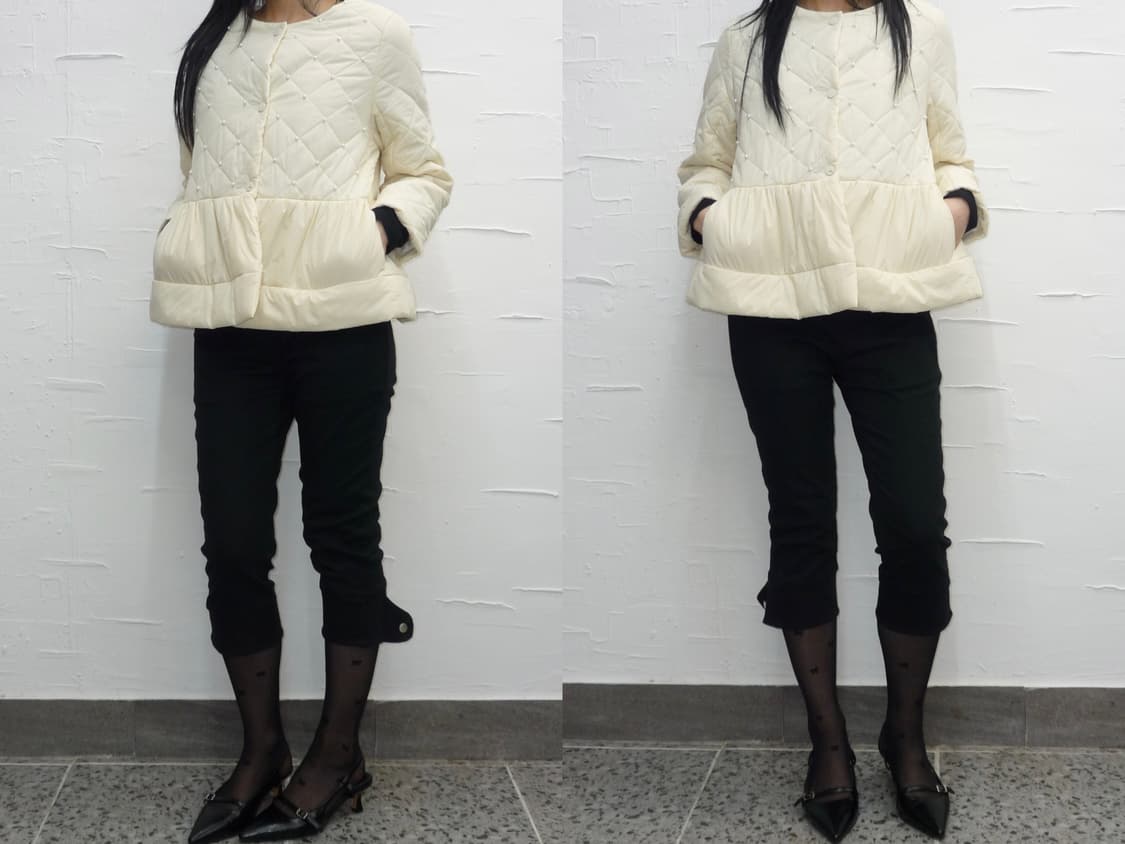 white quilted flare jumper 상품이미지3