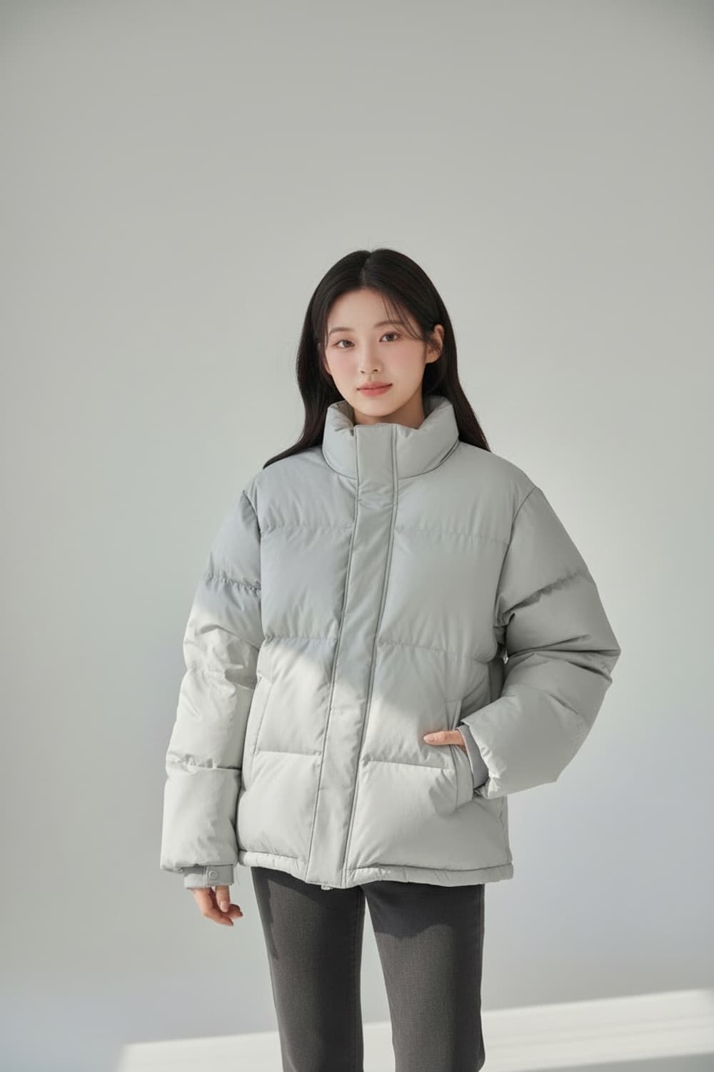 인사일런스 회백색 숏 패딩 L 상품이미지1