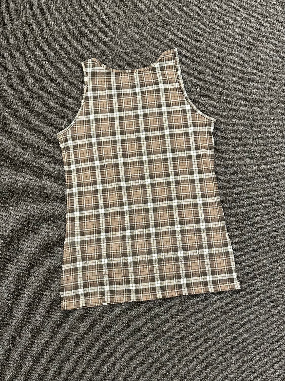 L)COLZA vintage 여성 타탄체크 브라운 나시 상품이미지5