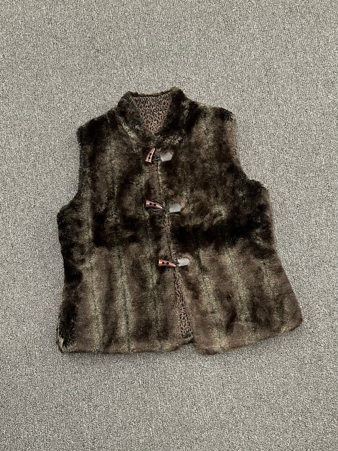 OS)Japanese vintage 여성 레오파드 퍼 베스트 상품이미지1