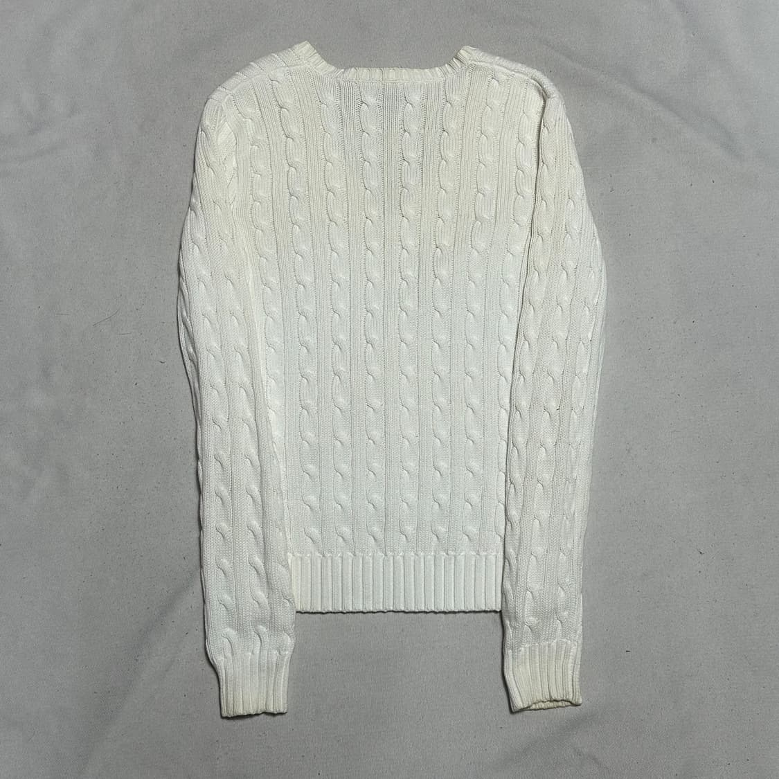 S 폴로랄프로렌 여성용 케이블 브이넥 화이트 니트 상품이미지3