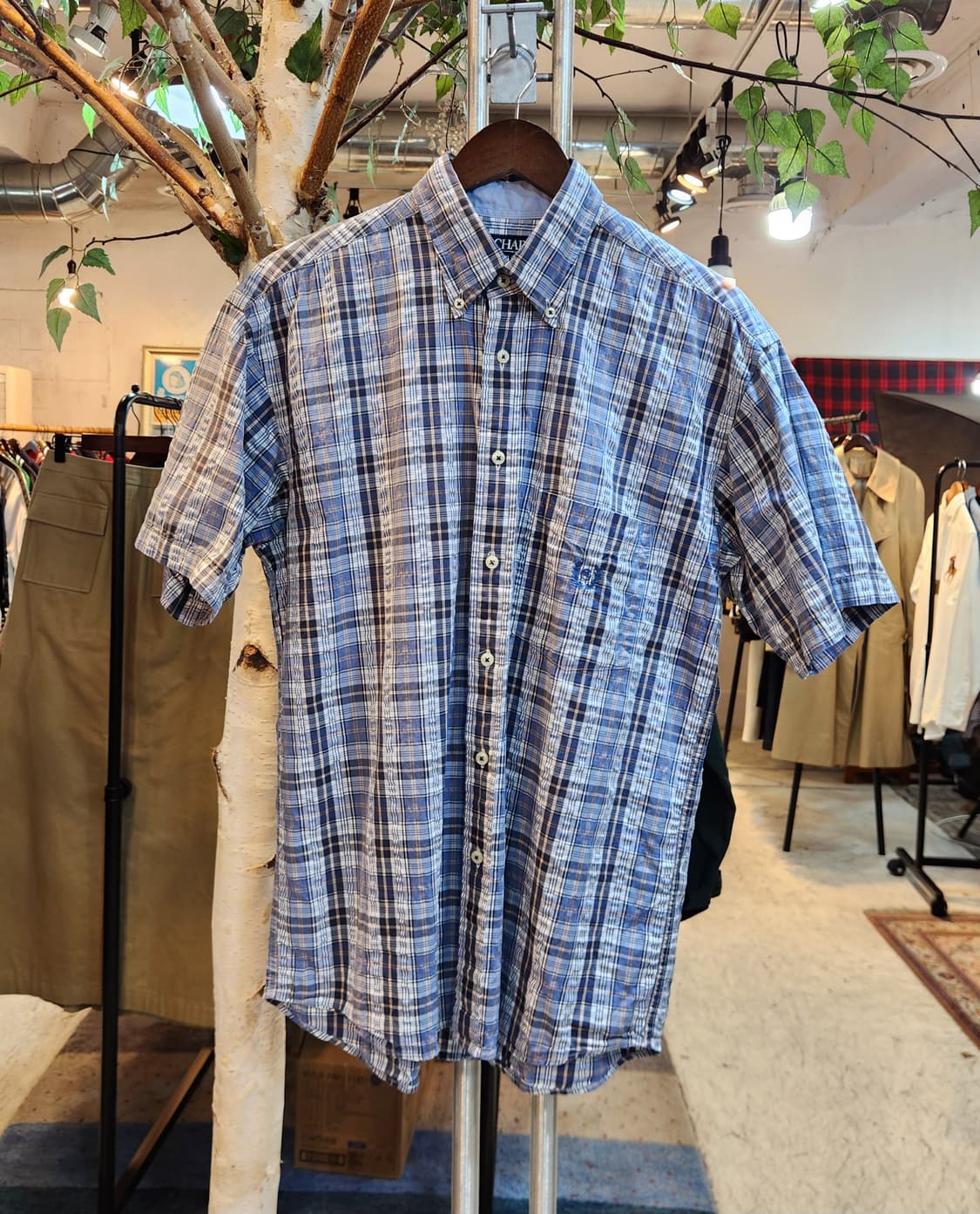 CHAPS 챕스 랄프로렌 체크 카라 반팔 남방 상품이미지1