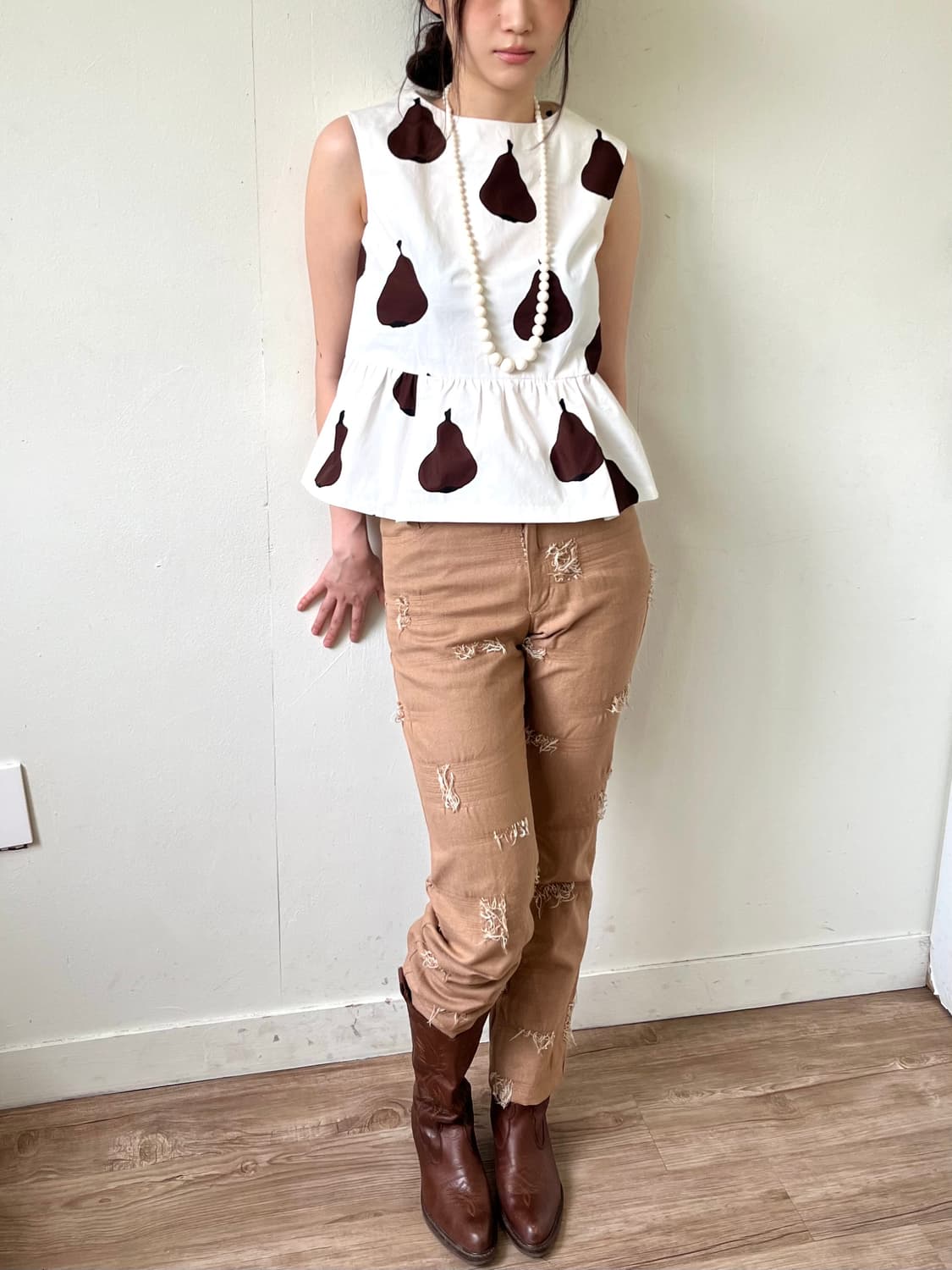 SKY-CONQUEROR 브라운 크랙 데님 팬츠 상품이미지5