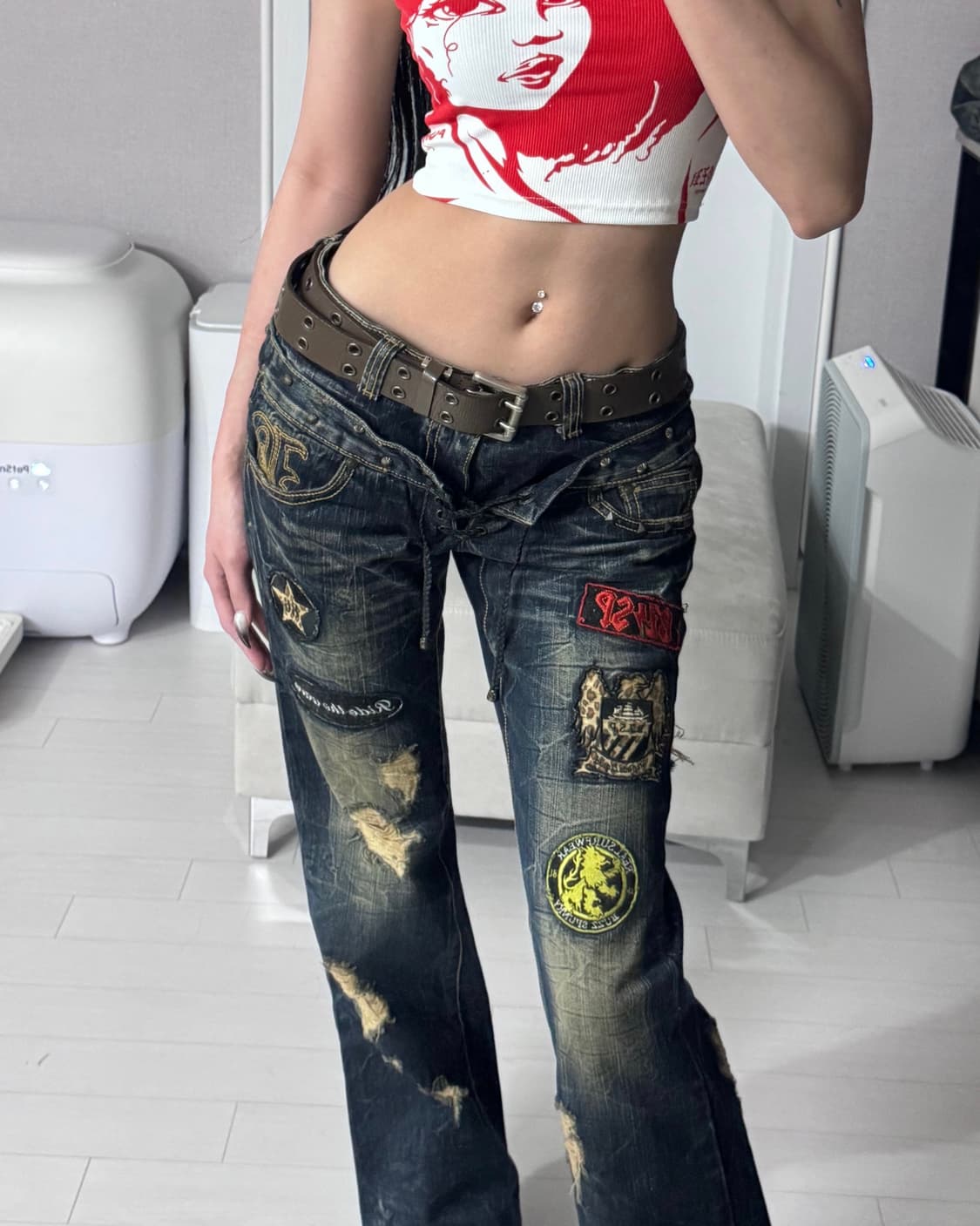 ༒ Patch detail damaged denim 상품이미지4