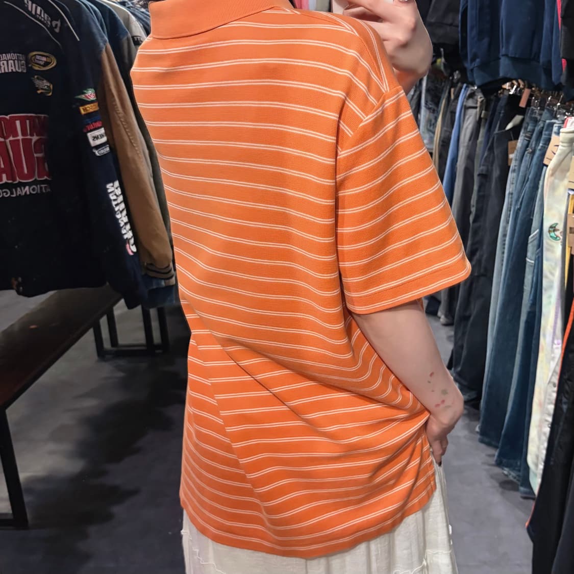  [IM] 폴로랄프로렌 스트라이프 반팔 피케 셔츠 오렌지 상품이미지6