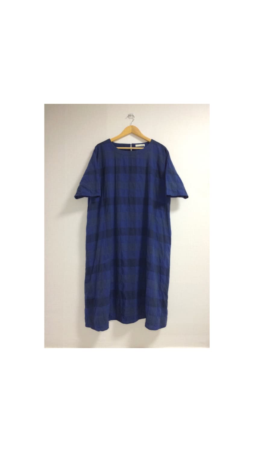 빈티지 블루 체크 롱 원피스 상품이미지1