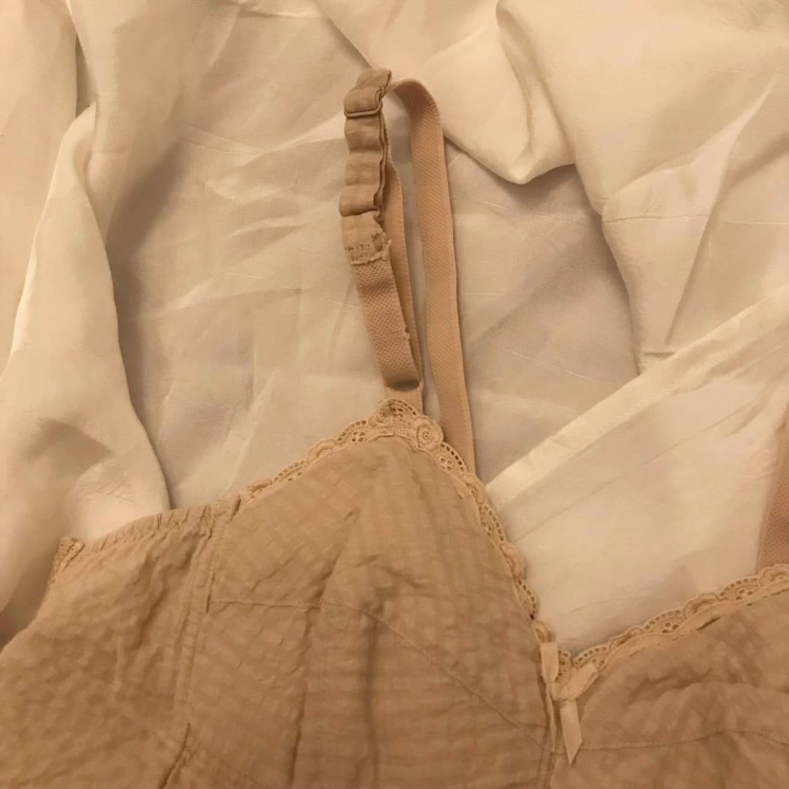 Vintage 갸루 모리걸 핑크베이지 슬리브리스 상품이미지4