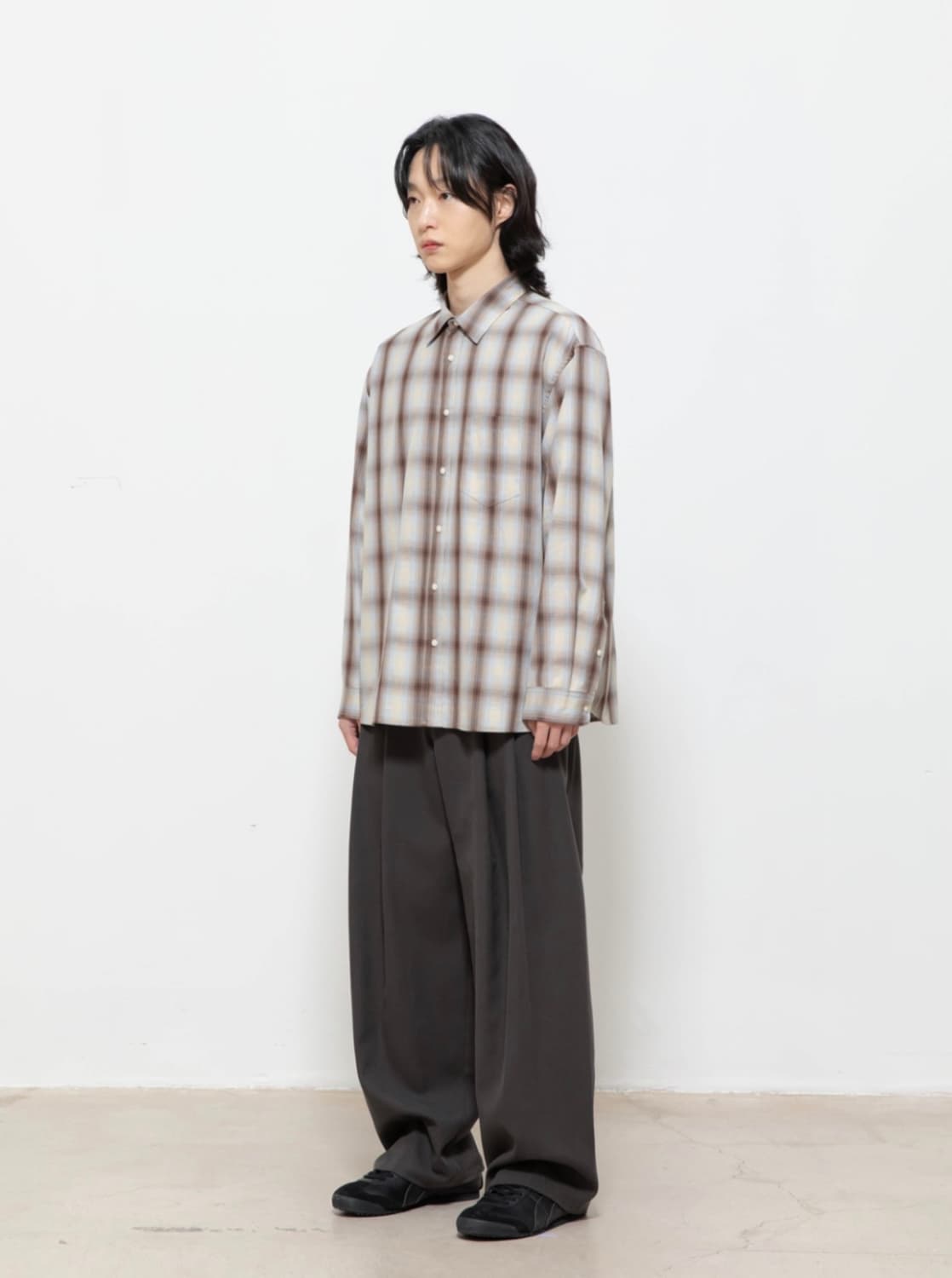 비긴202 옴브레 체크 셔츠(1사이즈) 쿠어/파브레가/인템포무드/주앙옴므 상품이미지5